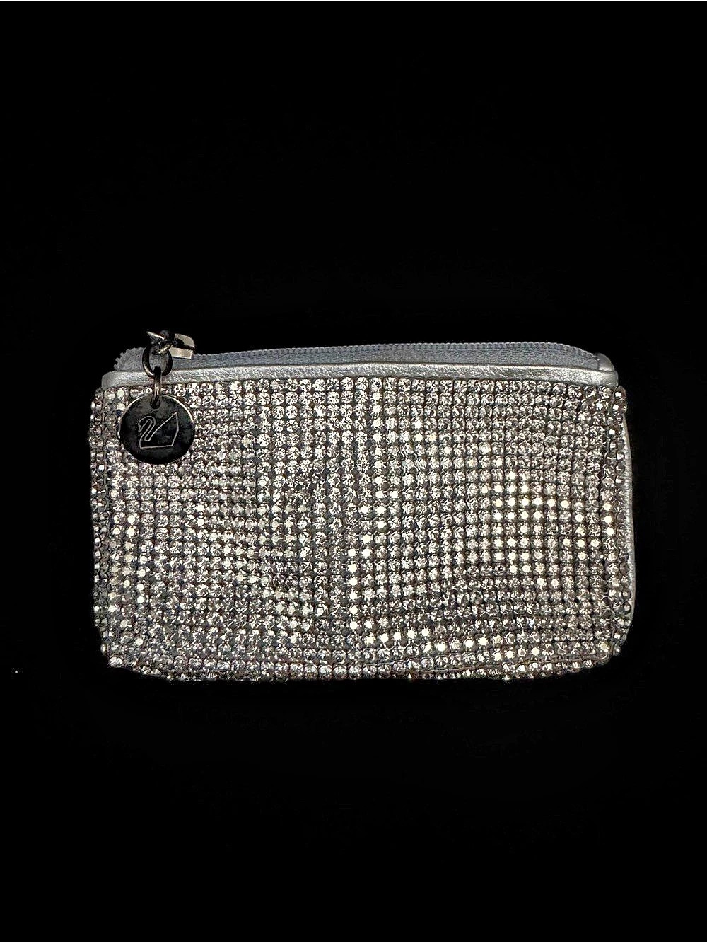 Swarovski Crystal-Embellished Coin Pouch in Silver